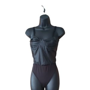 Love X Design High Cut faux leather bodysuit
